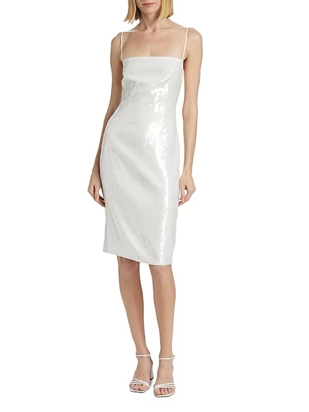 Theory White Sequin Slip Dress